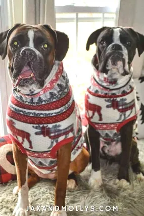 10% OFF SALE - Moose & Pine Holiday Dog Sweater - LARGE