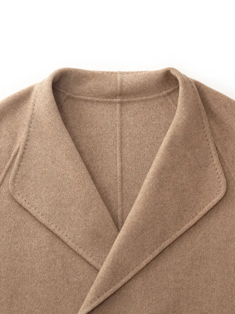 100% Cashmere Lapel Unisex Overcoat