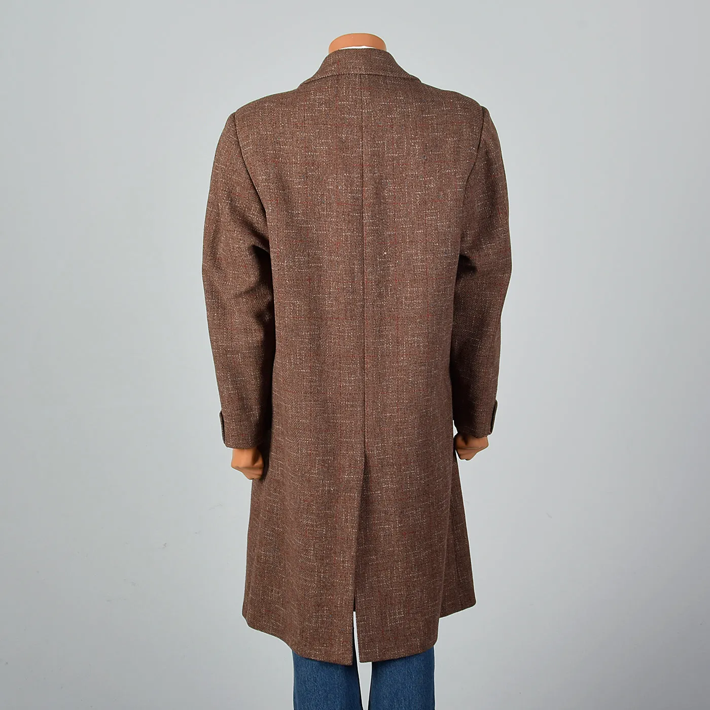 1950s Men's Brown Atomic Fleck Wool Overcoat