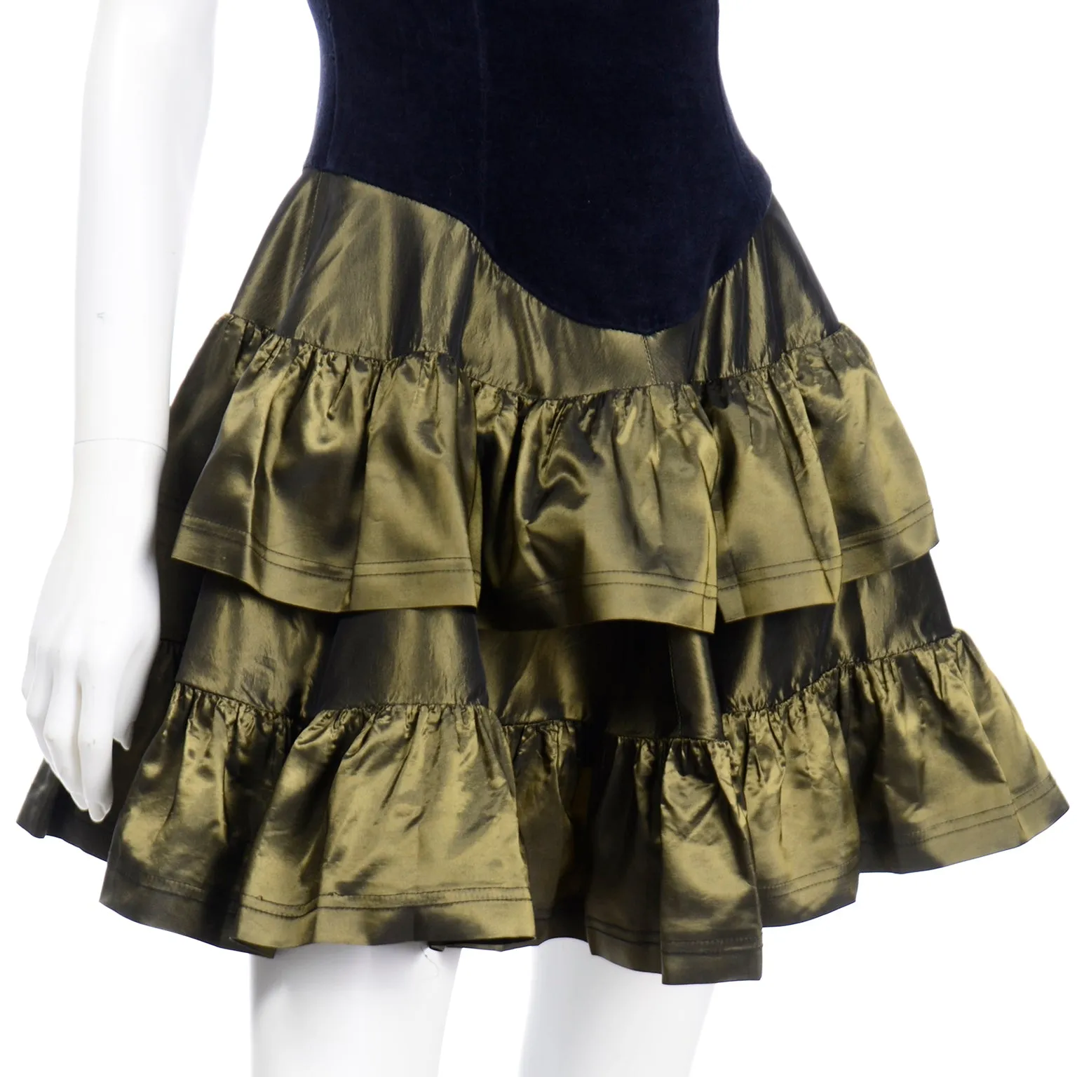 1980s Betsey Johnson Vintage Punk Label Green & Black Party Dress