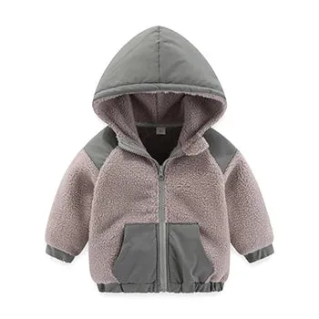 2024 New Autumn Winter Boys Jacket Warm Fleece Baby Coat Fashion Zipper Hooded Children Outerwear 1 2 3 4 5 6 7 Yrs Kids Clothes