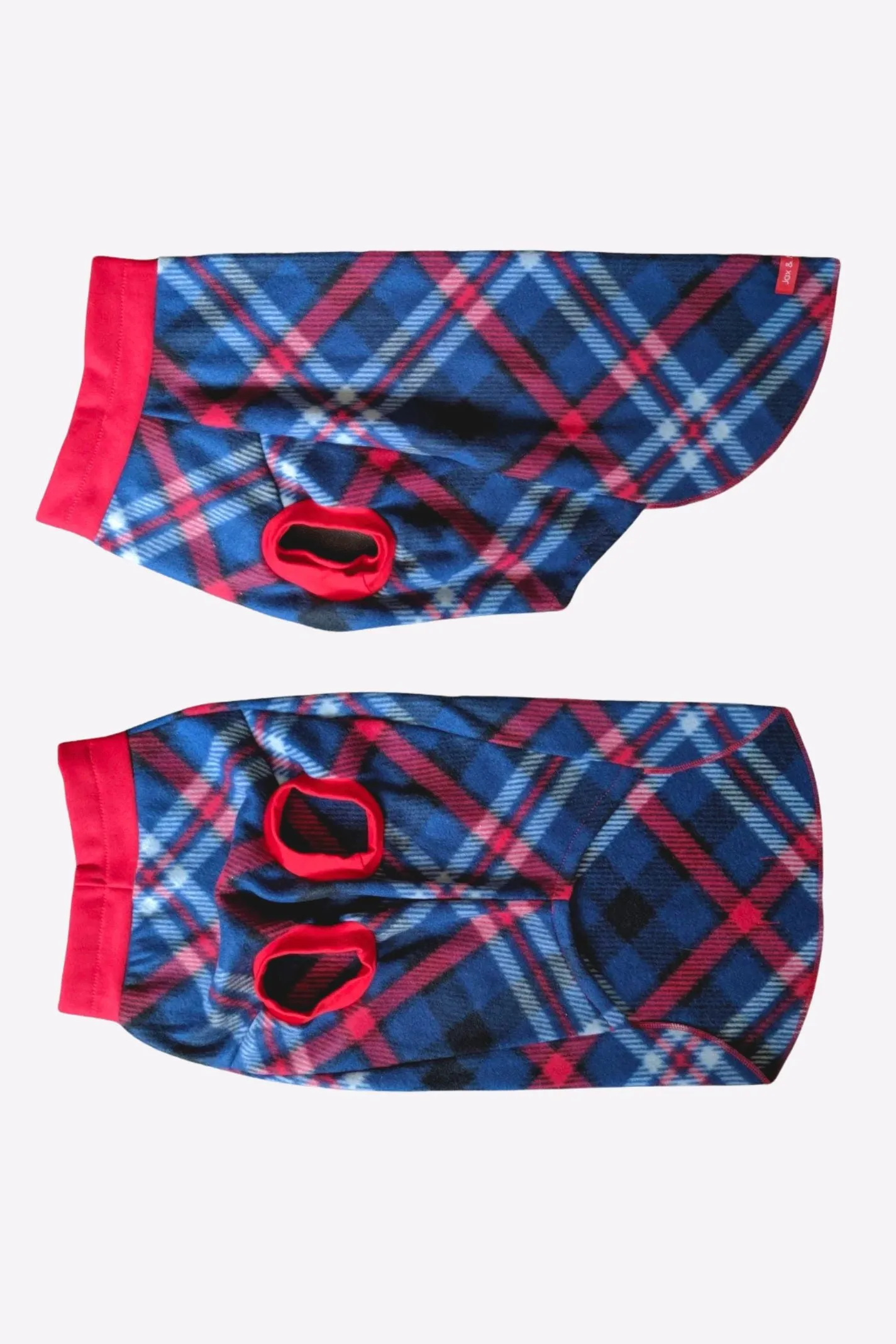 45% OFF SALE - Blue & Red Plaid Dog Sweater - XXS