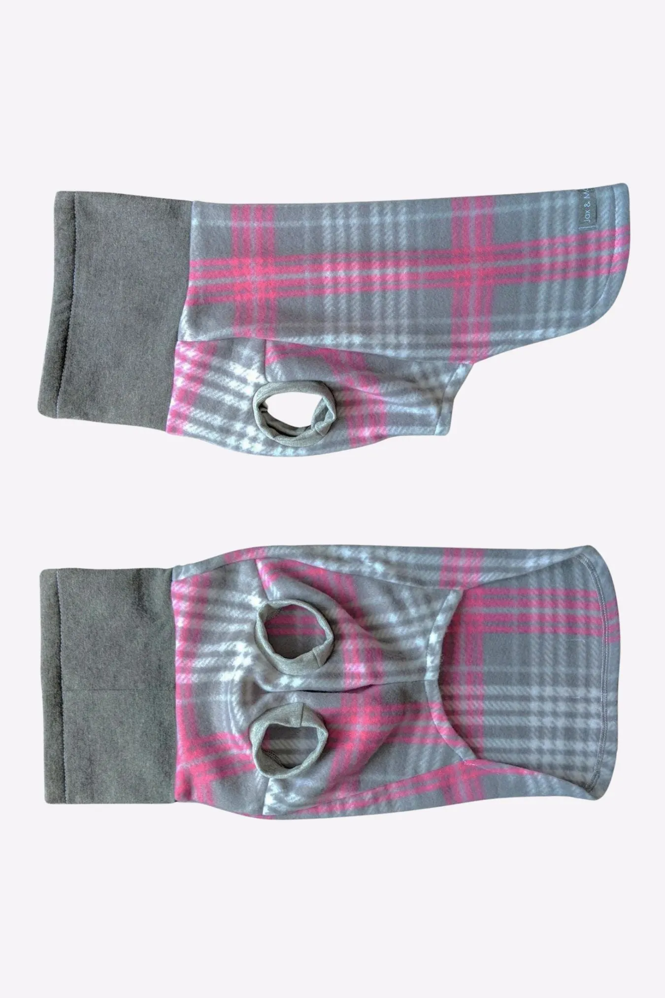 45% OFF SALE - Pink & Grey Plaid Dog Sweater - XXL