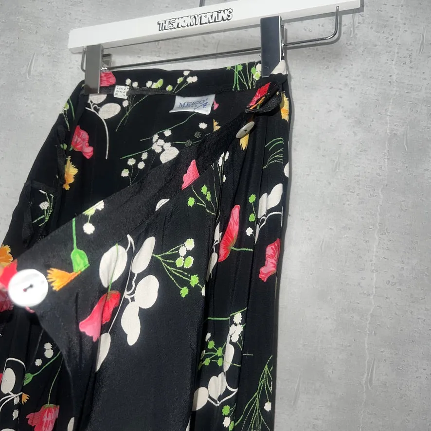 80-90'S UK製 / FLORAL PATTERN WRAP SKIRT