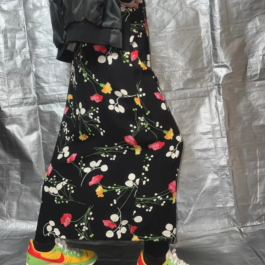 80-90'S UK製 / FLORAL PATTERN WRAP SKIRT