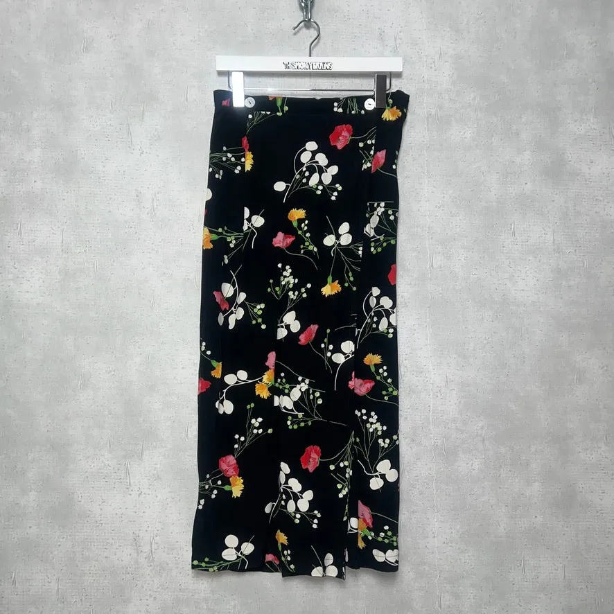 80-90'S UK製 / FLORAL PATTERN WRAP SKIRT