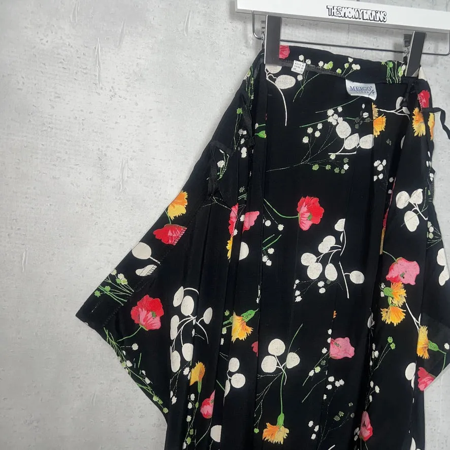 80-90'S UK製 / FLORAL PATTERN WRAP SKIRT