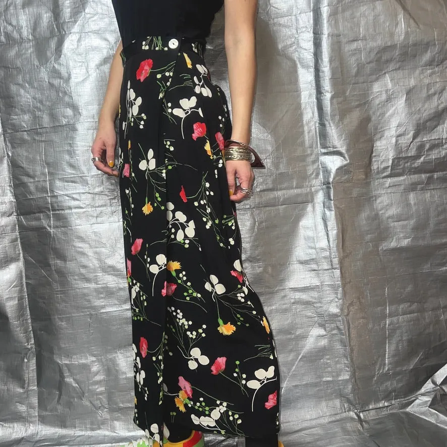 80-90'S UK製 / FLORAL PATTERN WRAP SKIRT