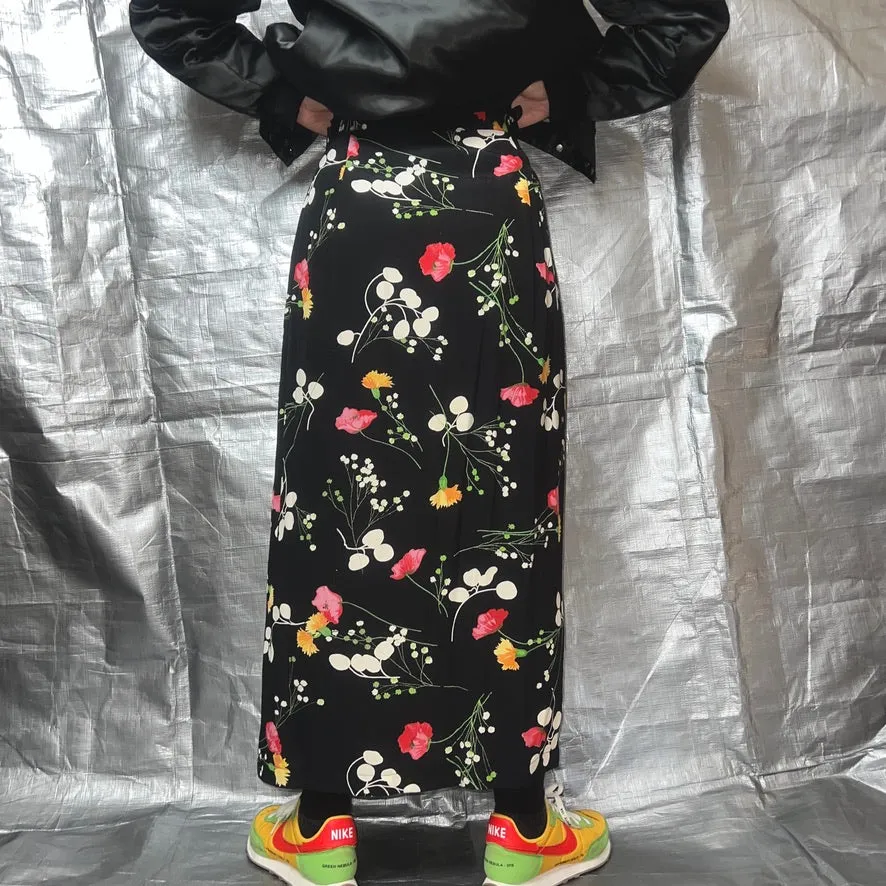 80-90'S UK製 / FLORAL PATTERN WRAP SKIRT