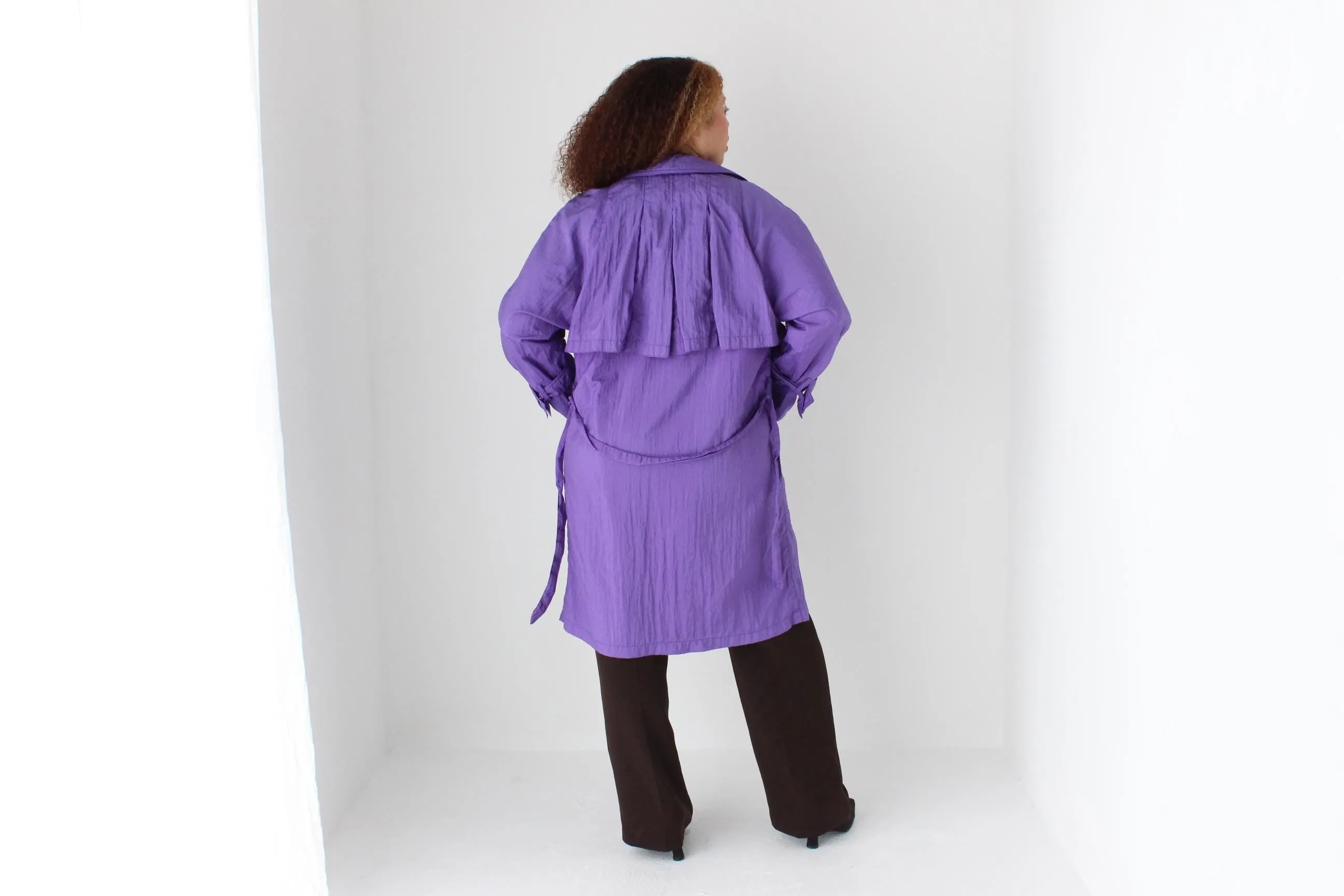 80s Purple Parachute Belted Trench Coat by Angelo Litrico