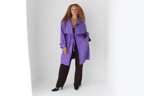 80s Purple Parachute Belted Trench Coat by Angelo Litrico