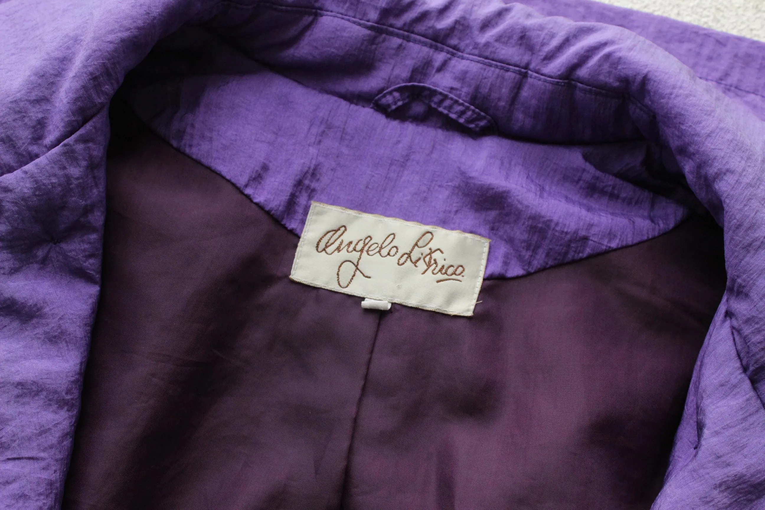 80s Purple Parachute Belted Trench Coat by Angelo Litrico