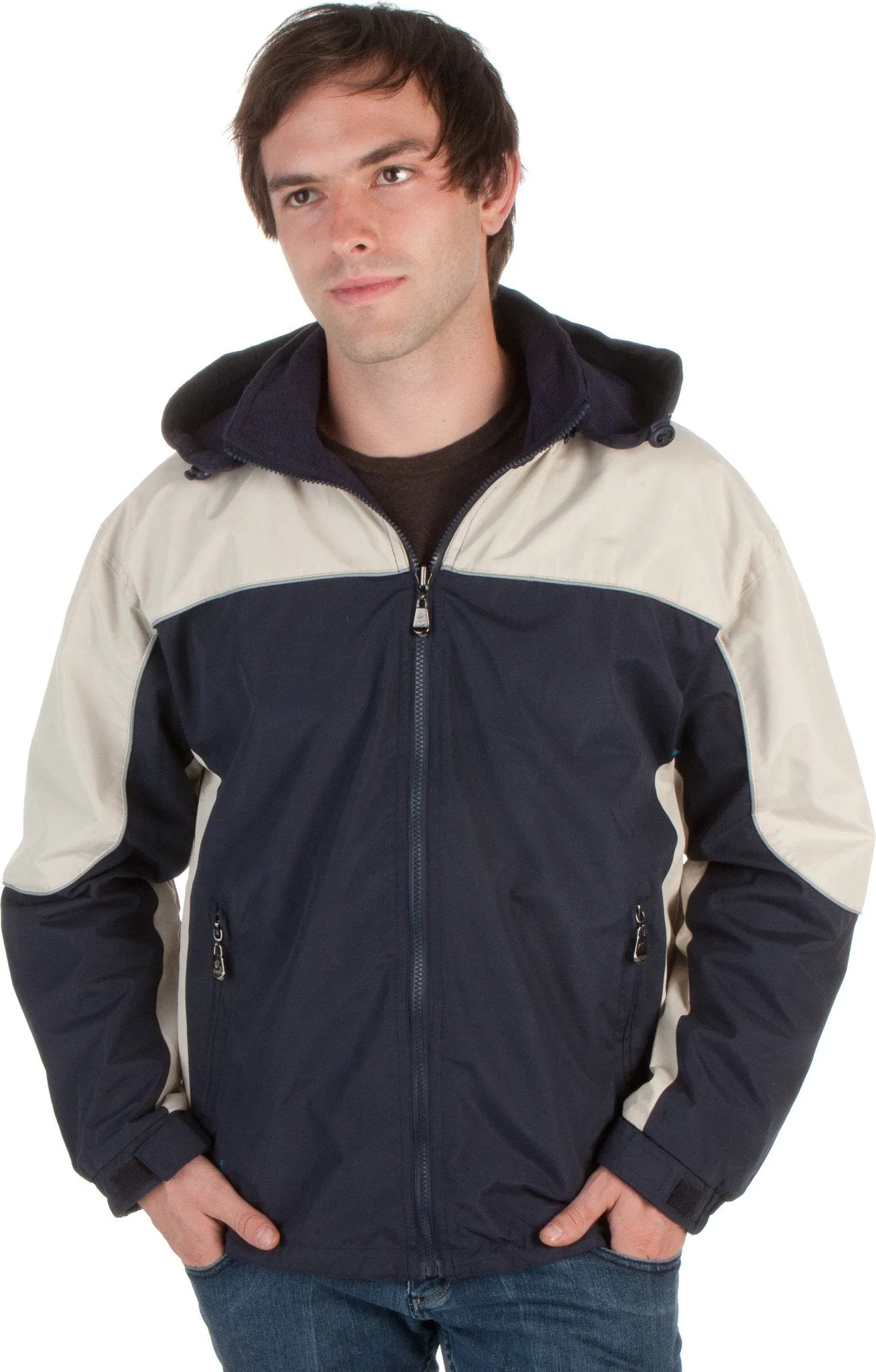 Adult Mens Two-Tone Reversible Water-Resistant Hooded Jacket ( 2 Colors )