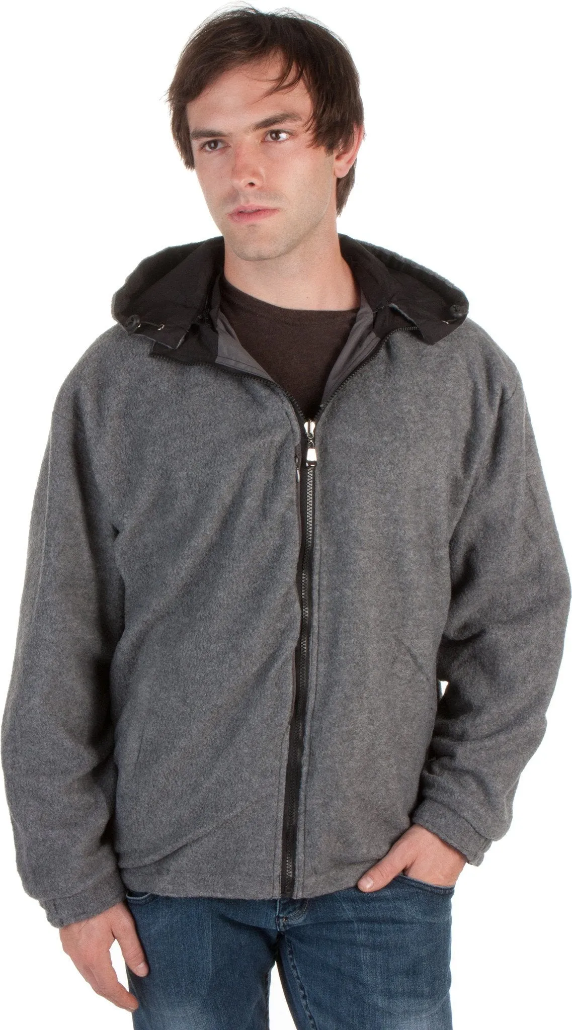 Adult Mens Two-Tone Reversible Water-Resistant Hooded Jacket ( 2 Colors )