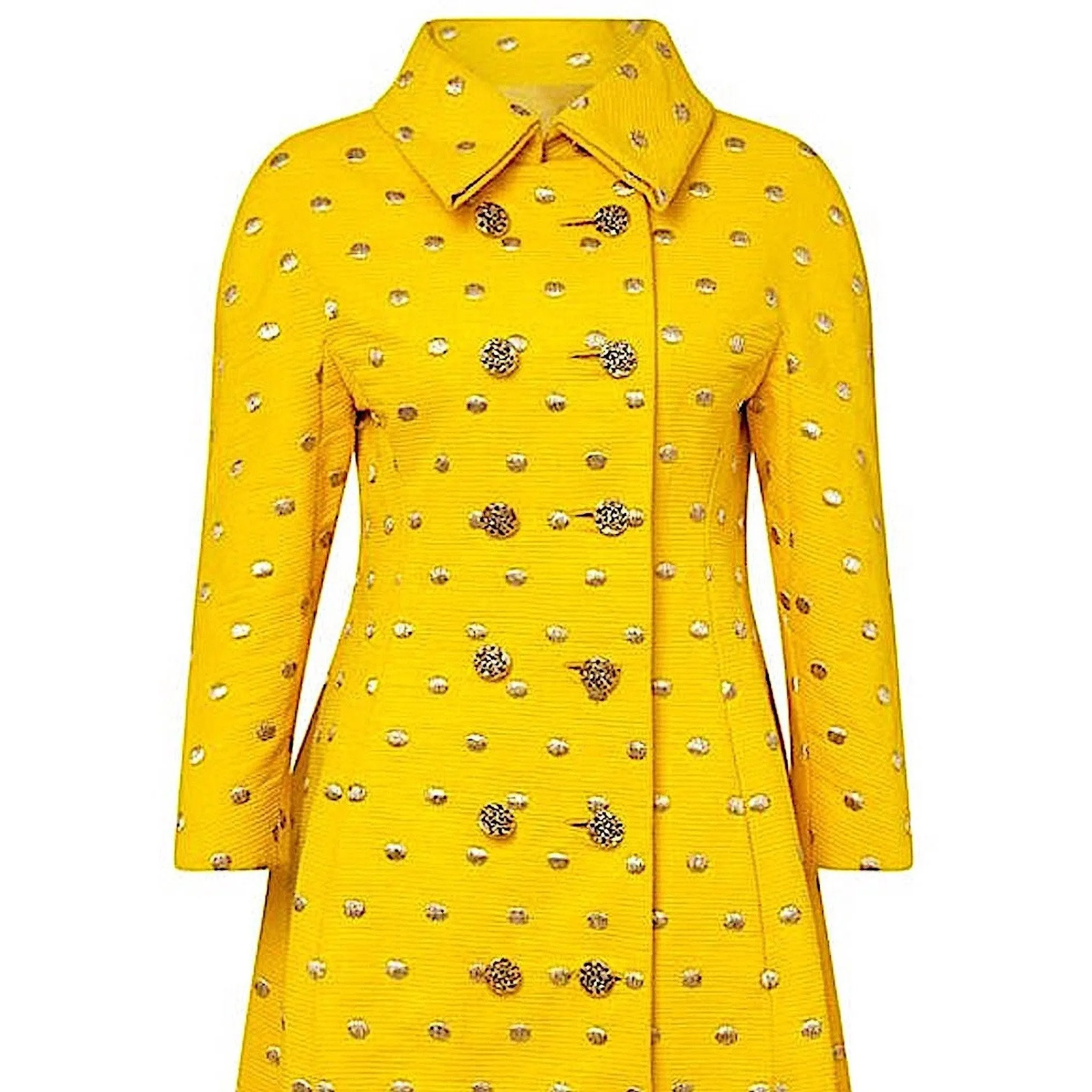 ARCHIVE - 1960s James Galanos Couture Yellow Silk and Gold Embroidered Overcoat