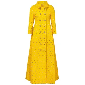 ARCHIVE - 1960s James Galanos Couture Yellow Silk and Gold Embroidered Overcoat