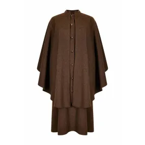 ARCHIVE - 1975 Yves Saint Laurent Brown Wool Felt Overcoat With Cape