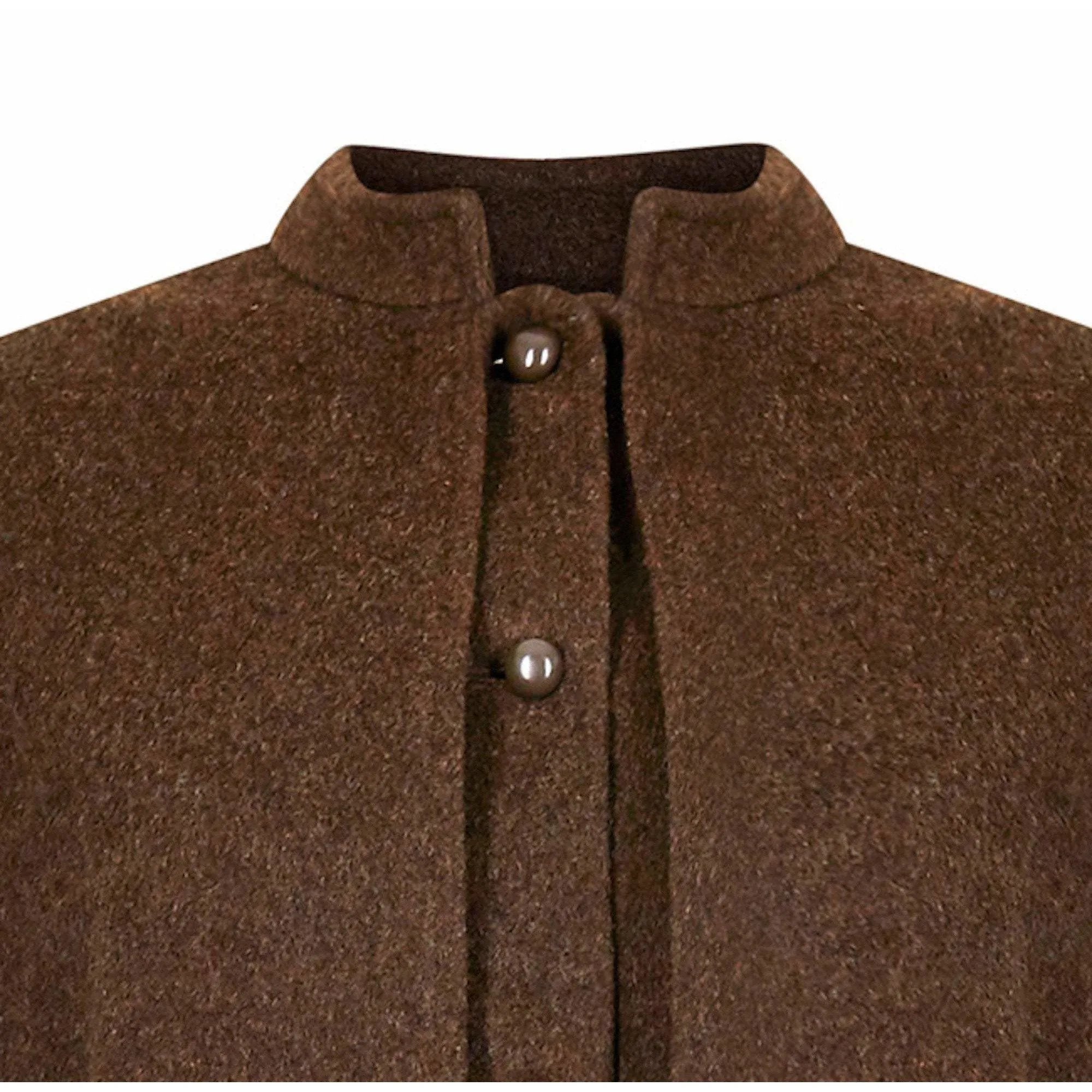 ARCHIVE - 1975 Yves Saint Laurent Brown Wool Felt Overcoat With Cape