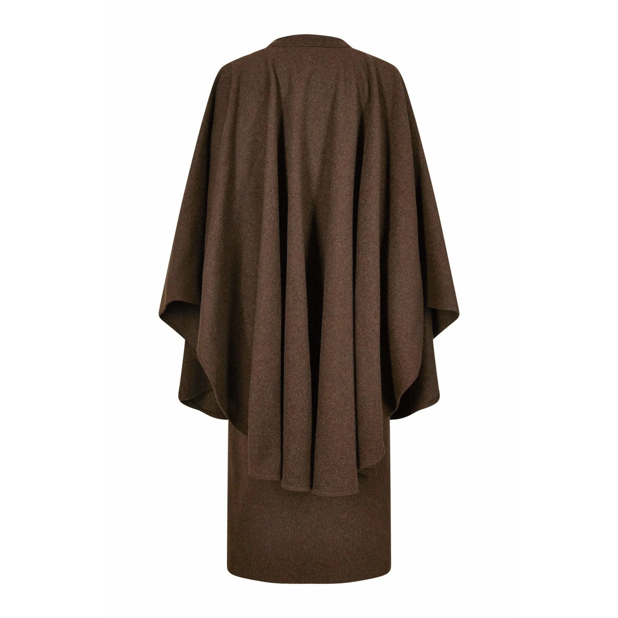 ARCHIVE - 1975 Yves Saint Laurent Brown Wool Felt Overcoat With Cape