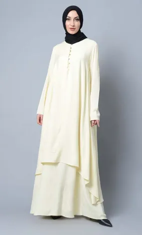 Asymmetrical double layered modest wear muslimah abaya dress