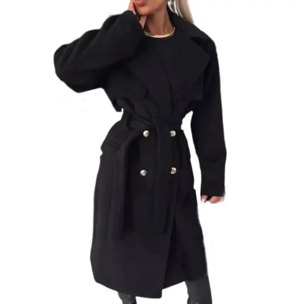 Ayokia Overcoat With Belt Double-breasted Trench Coat