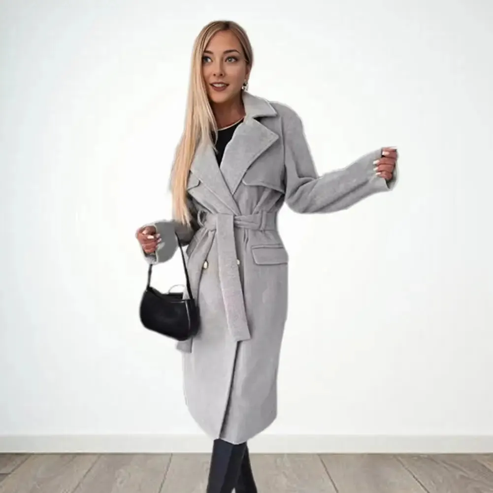 Ayokia Overcoat With Belt Double-breasted Trench Coat