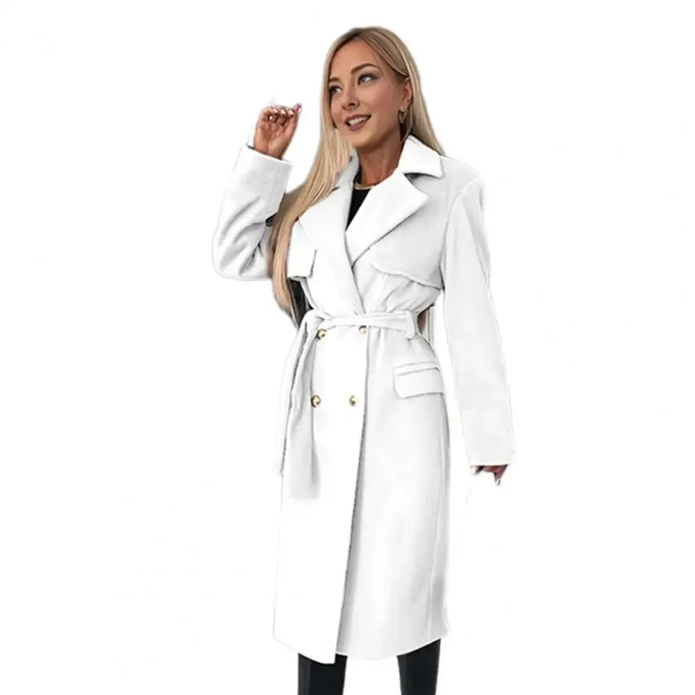 Ayokia Overcoat With Belt Double-breasted Trench Coat