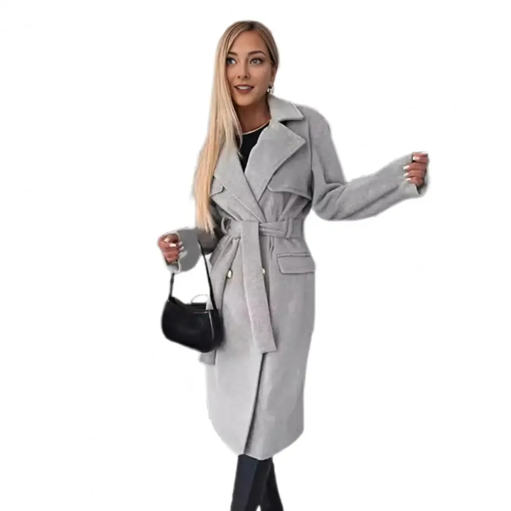 Ayokia Overcoat With Belt Double-breasted Trench Coat