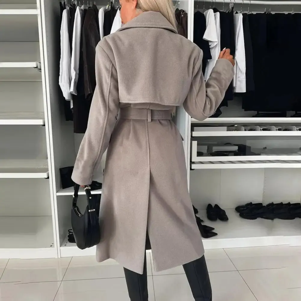 Ayokia Overcoat With Belt Double-breasted Trench Coat