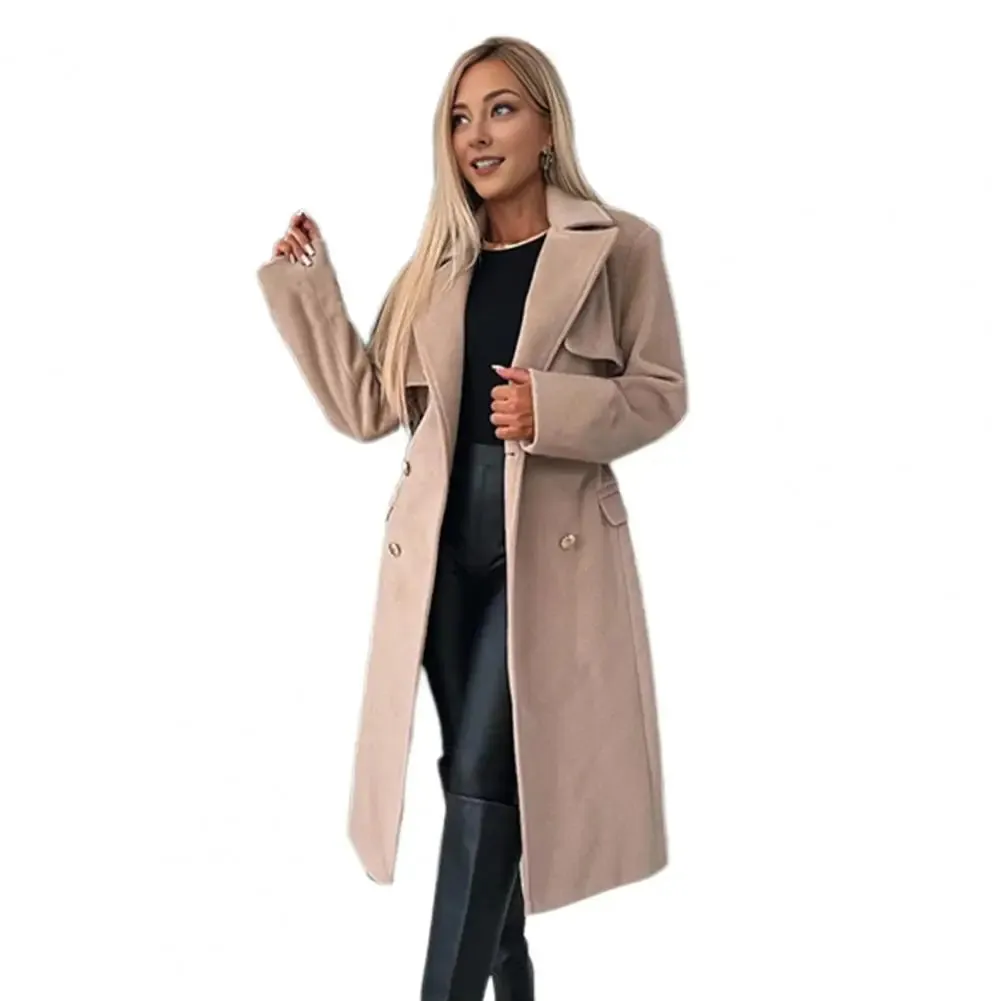 Ayokia Overcoat With Belt Double-breasted Trench Coat