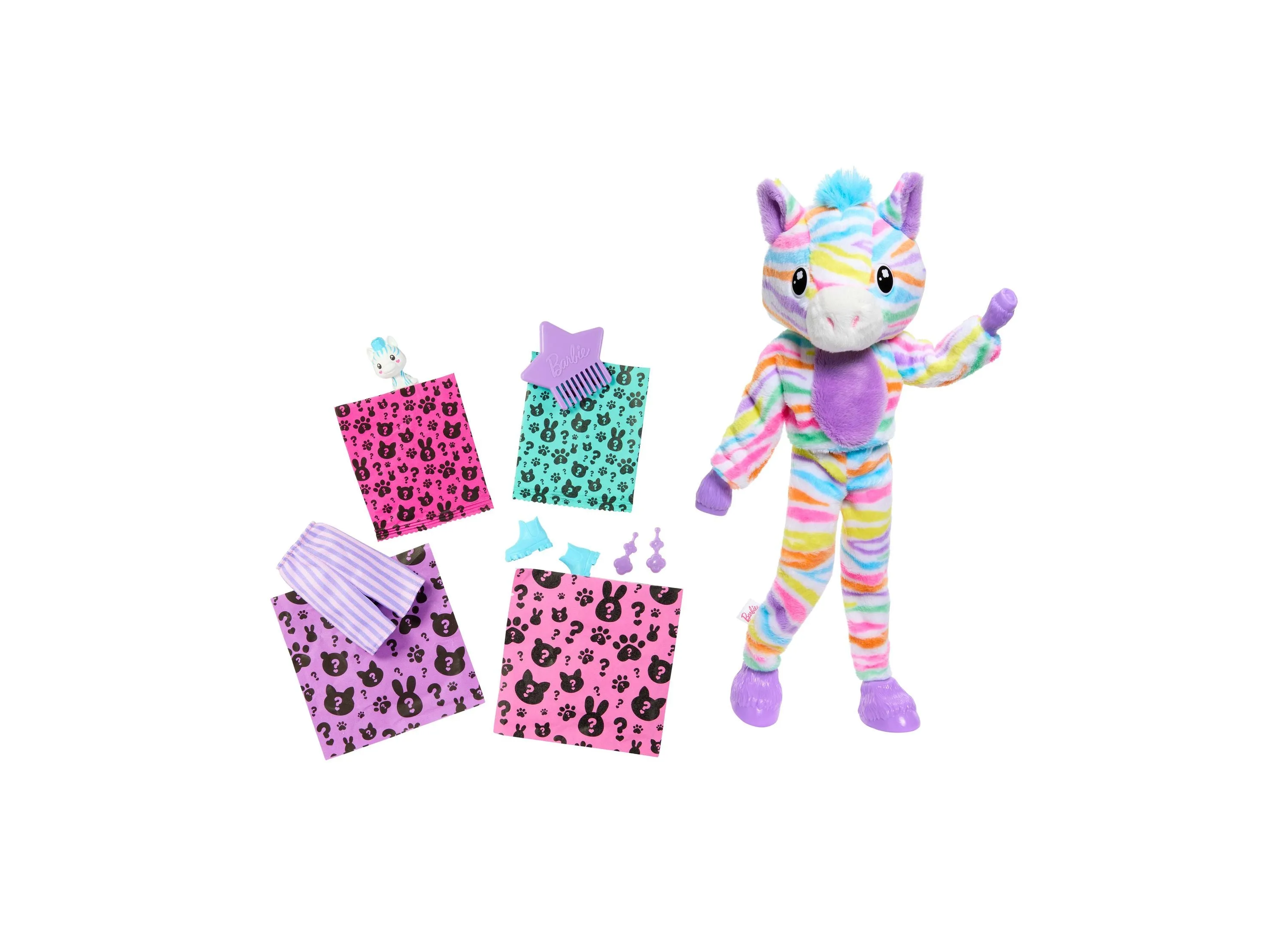 Barbie Cutie Reveal Zebra Doll Accessories, Color Dream Series with 10 Surprises