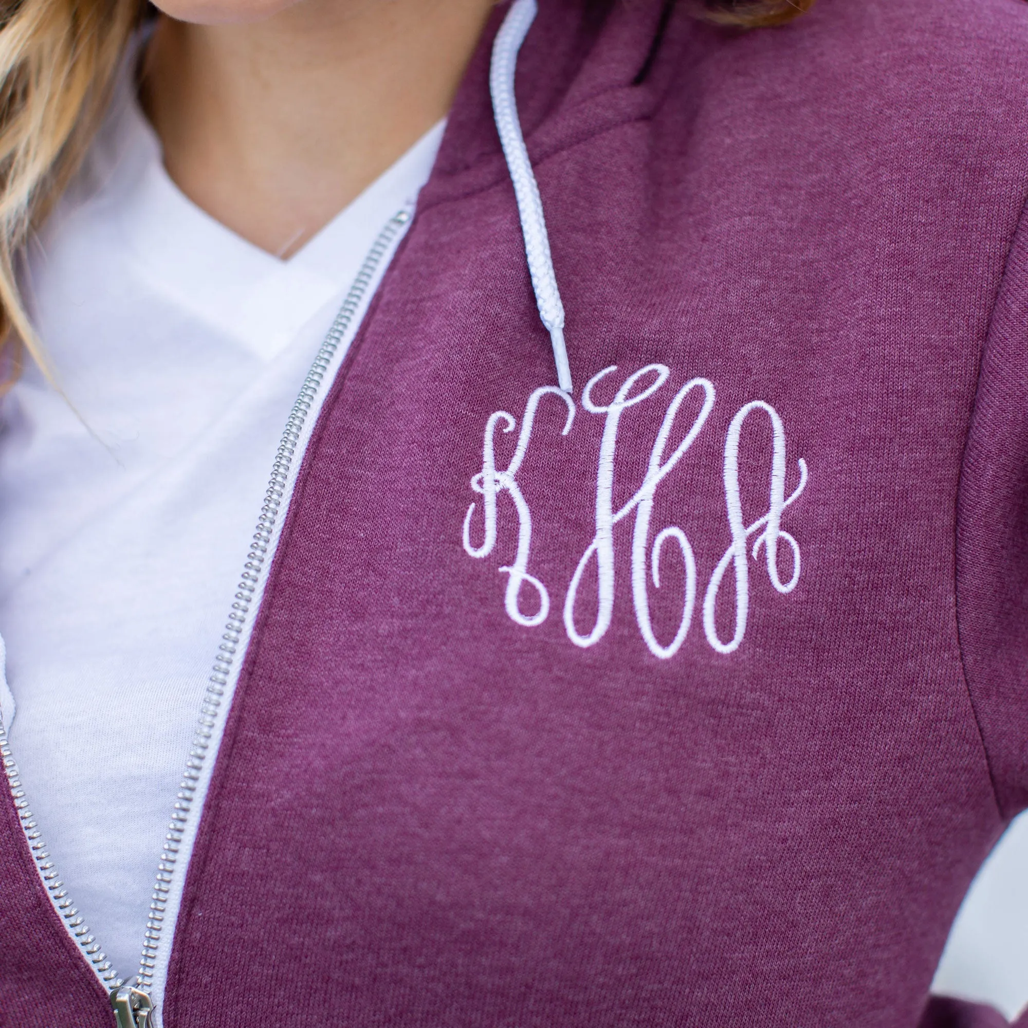 Bella Monogram Full Zip Sweatshirt