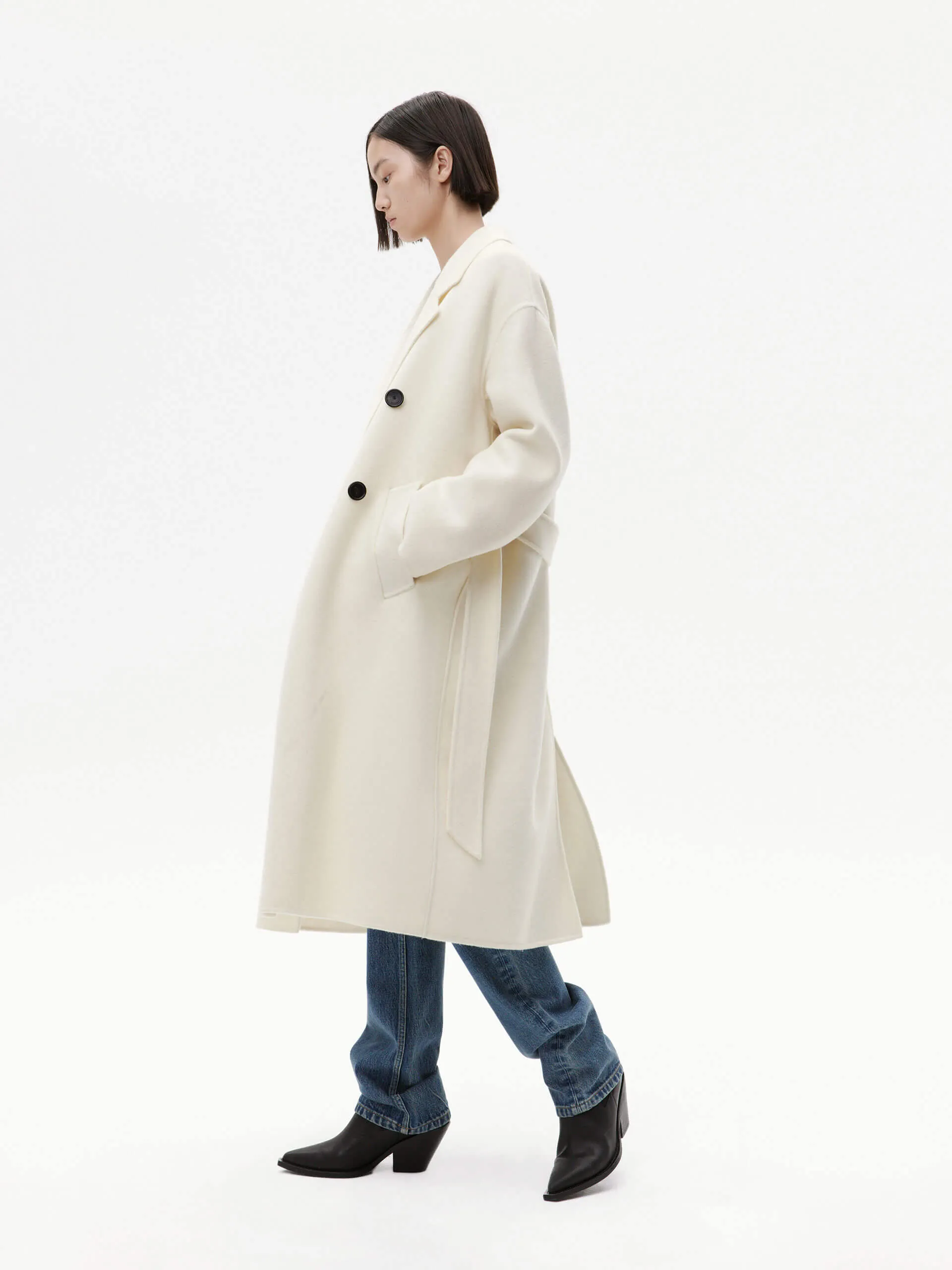 Belted Double Faced Wool Coat