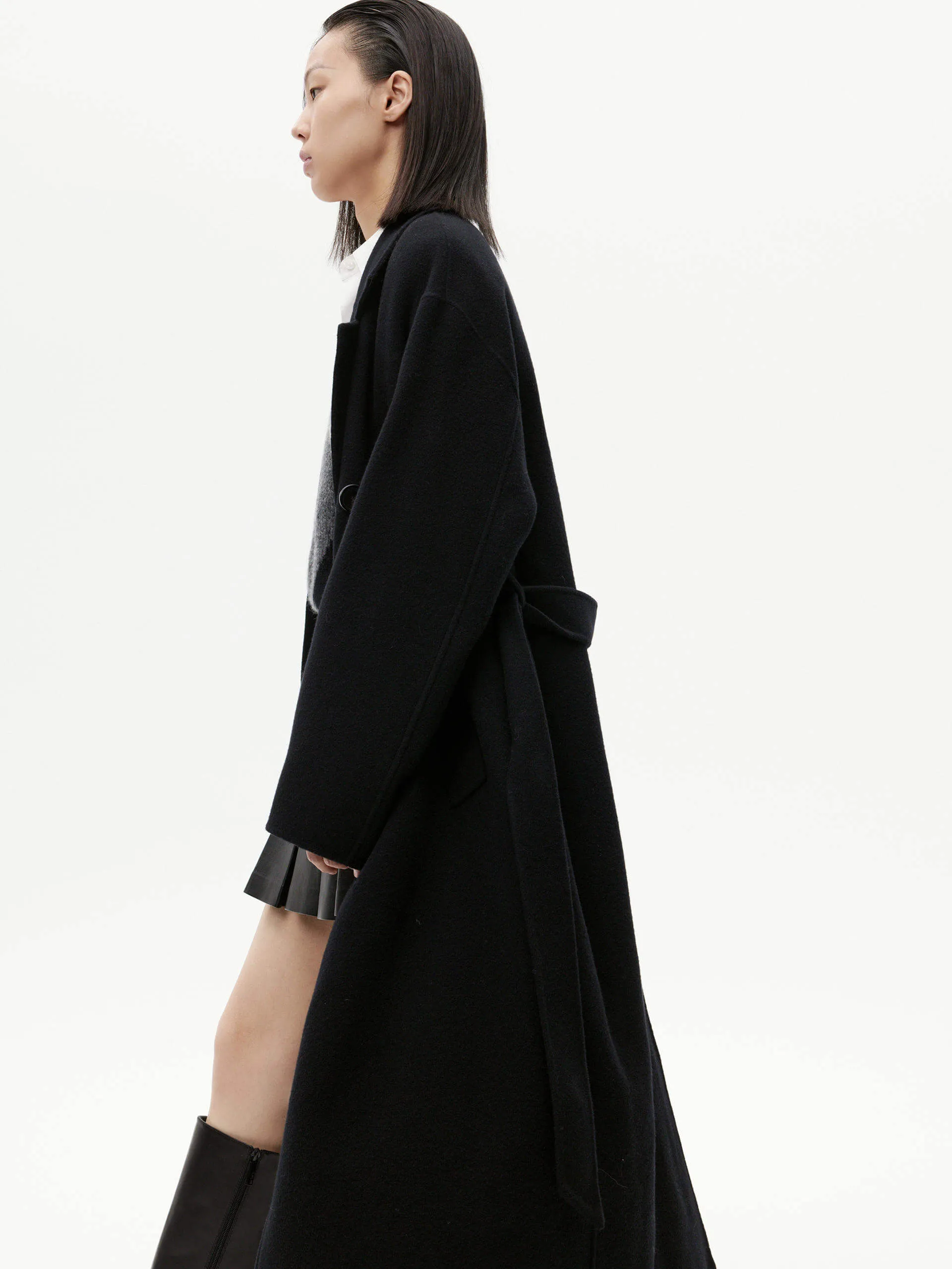 Belted Double Faced Wool Coat