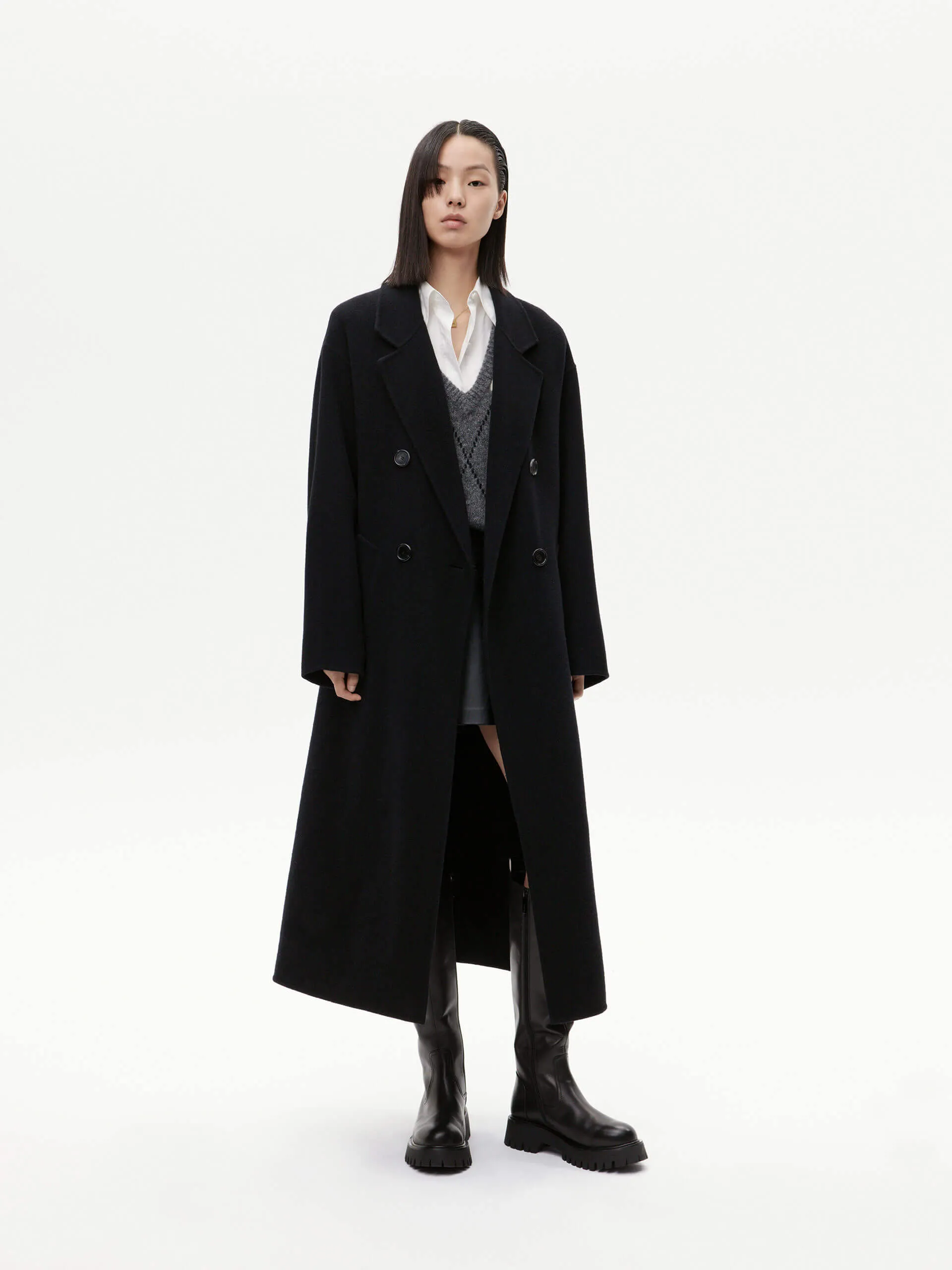 Belted Double Faced Wool Coat