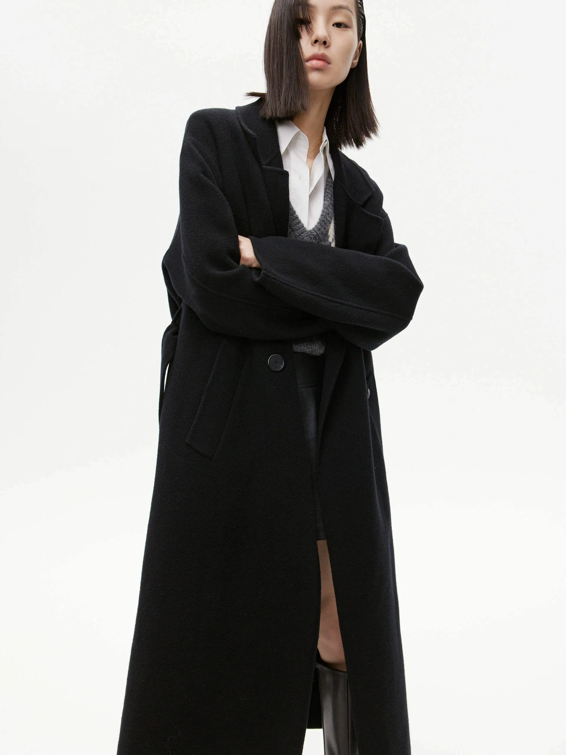 Belted Double Faced Wool Coat