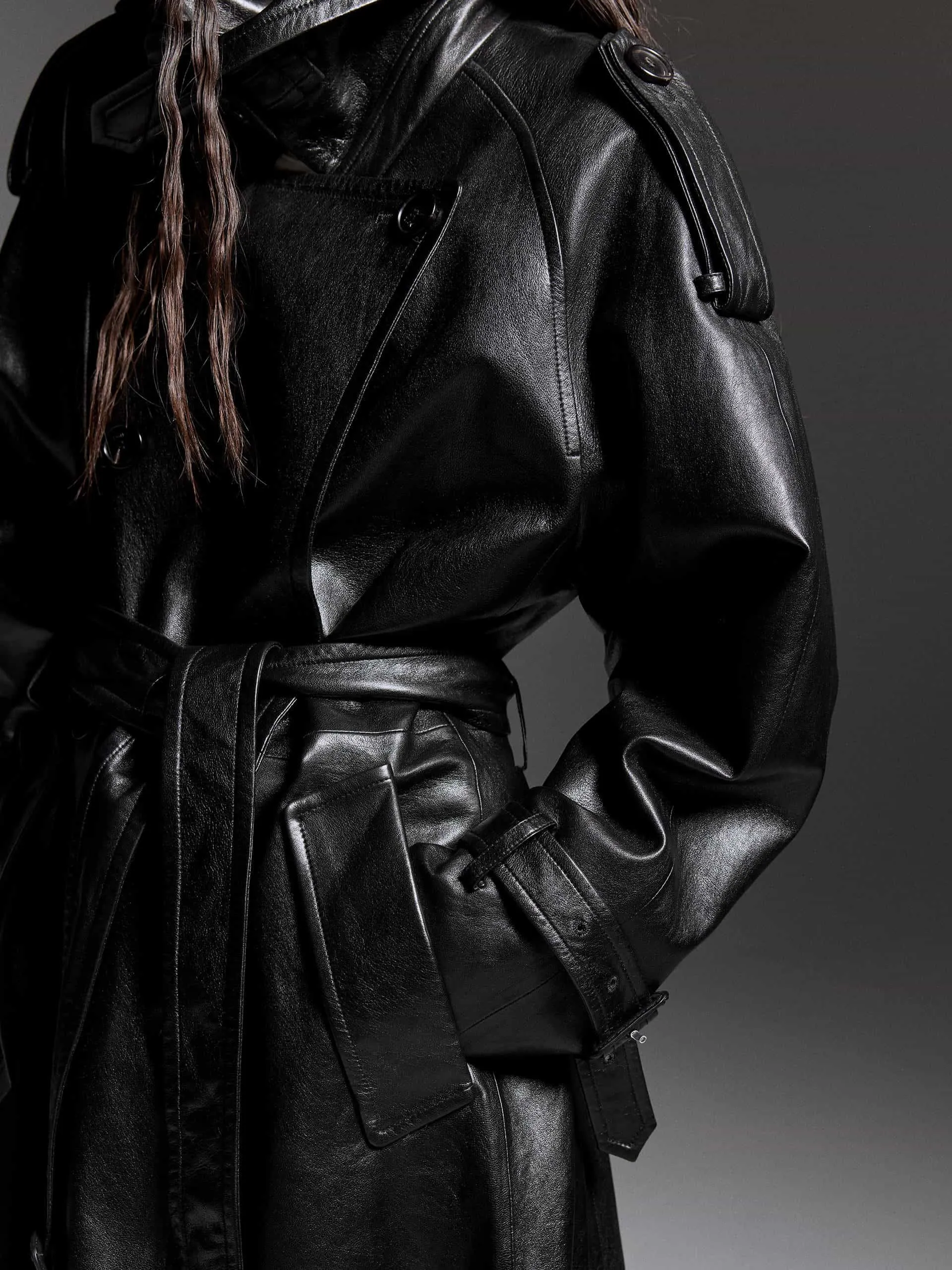 Belted Leather Coat