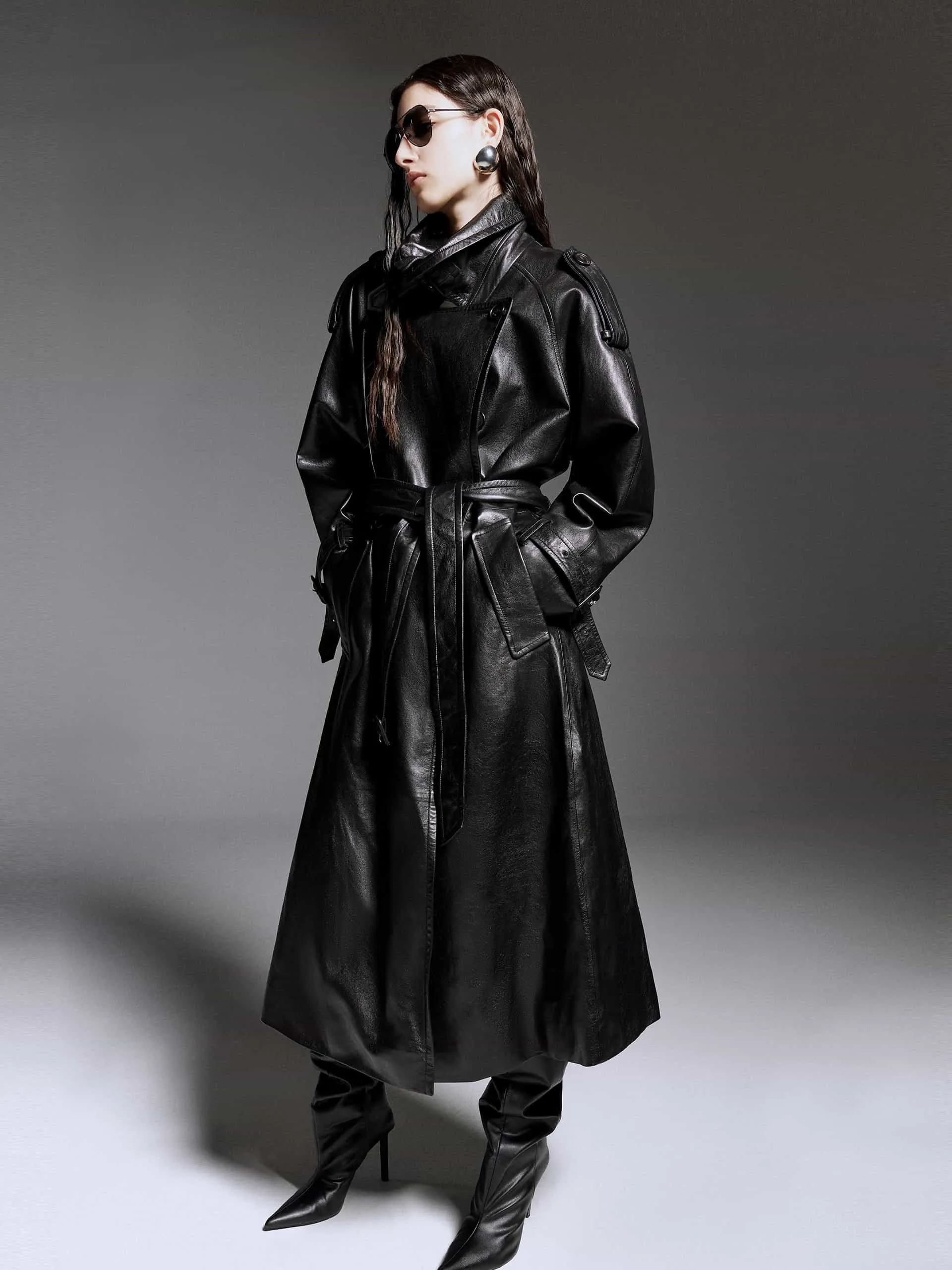 Belted Leather Coat