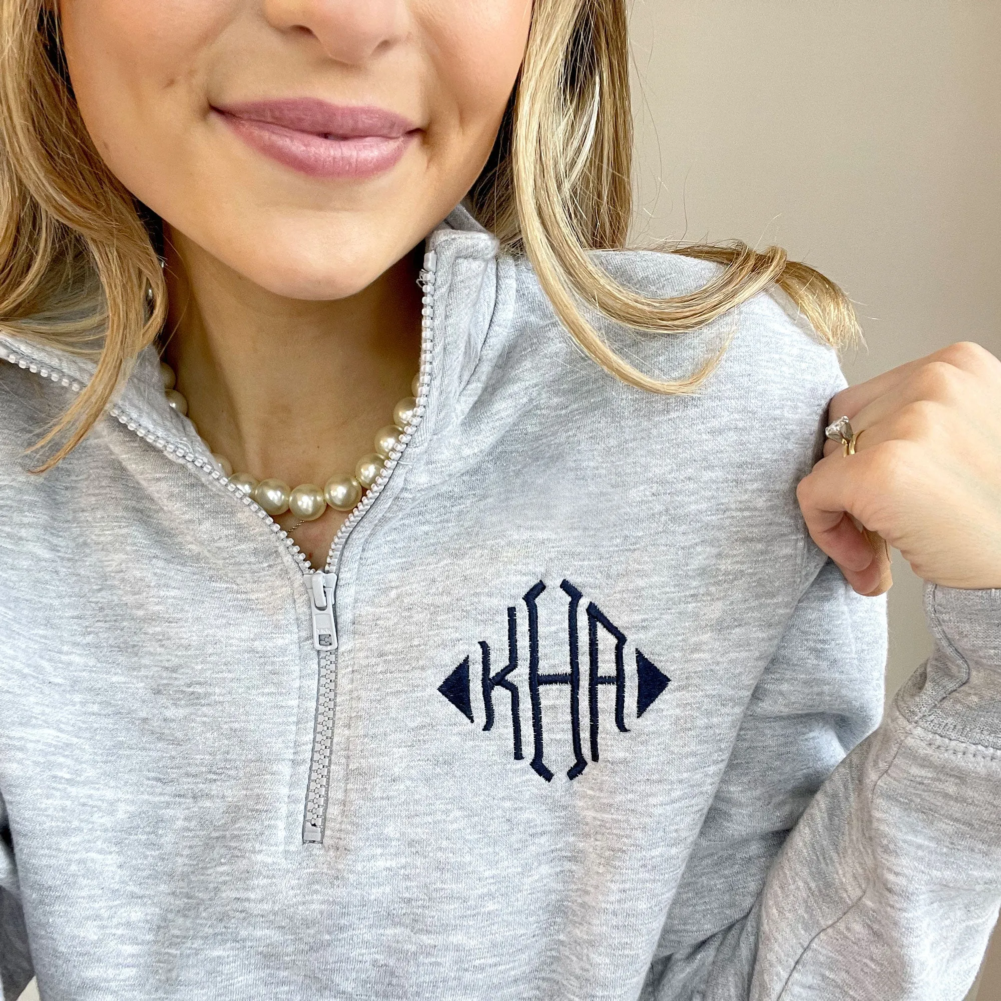 Bennett Monogram Quarter Zip Sweatshirt