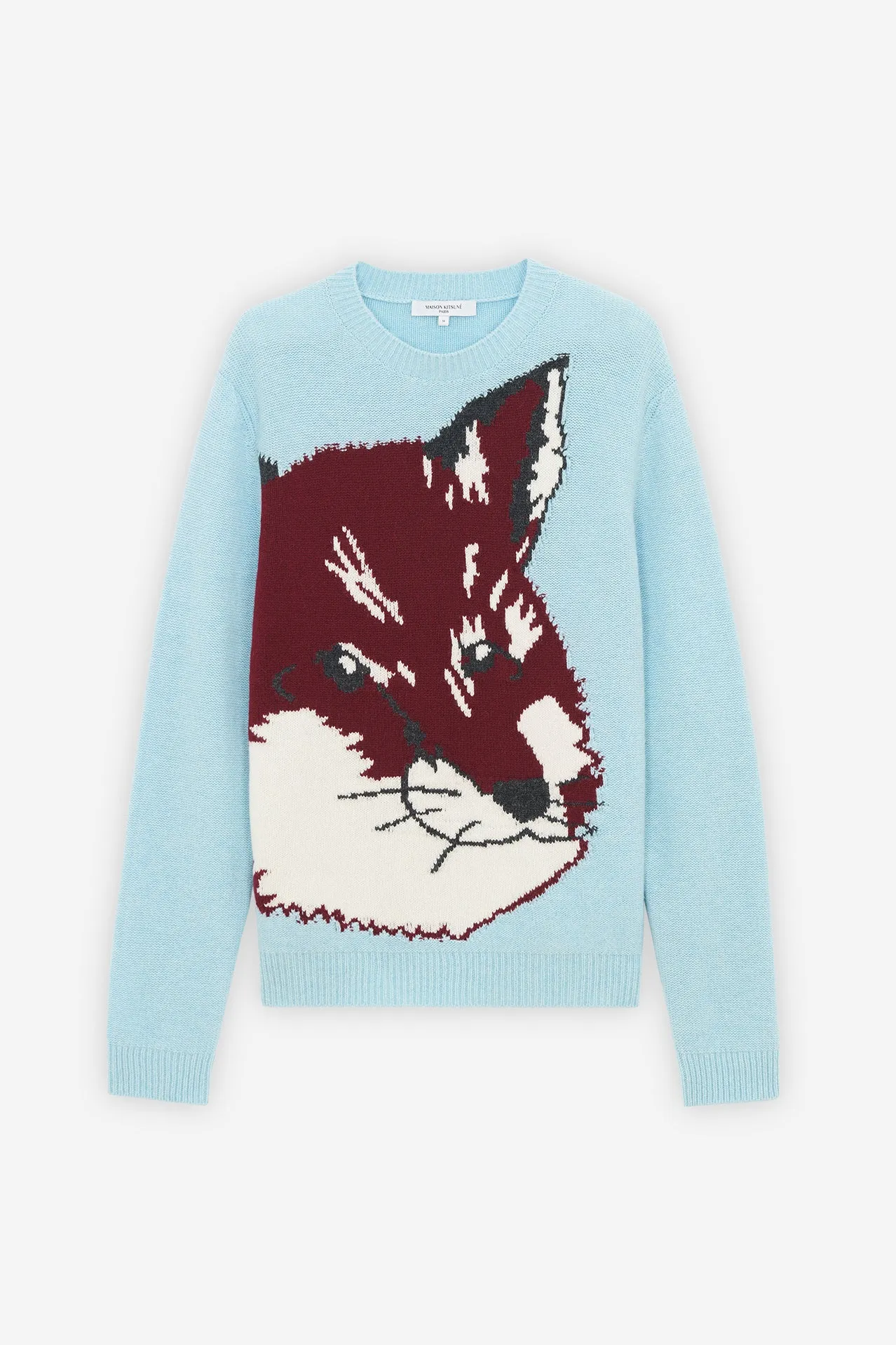 Big Fox Head Jacquard Pullover - Aqua #Unisex