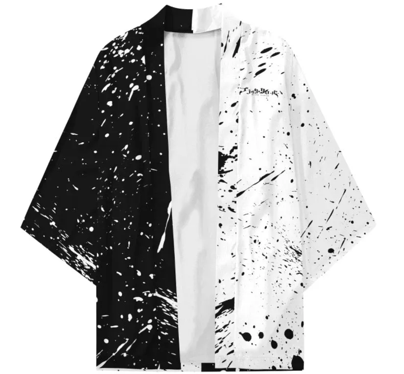 Black And White Kimono Coat Black Clover