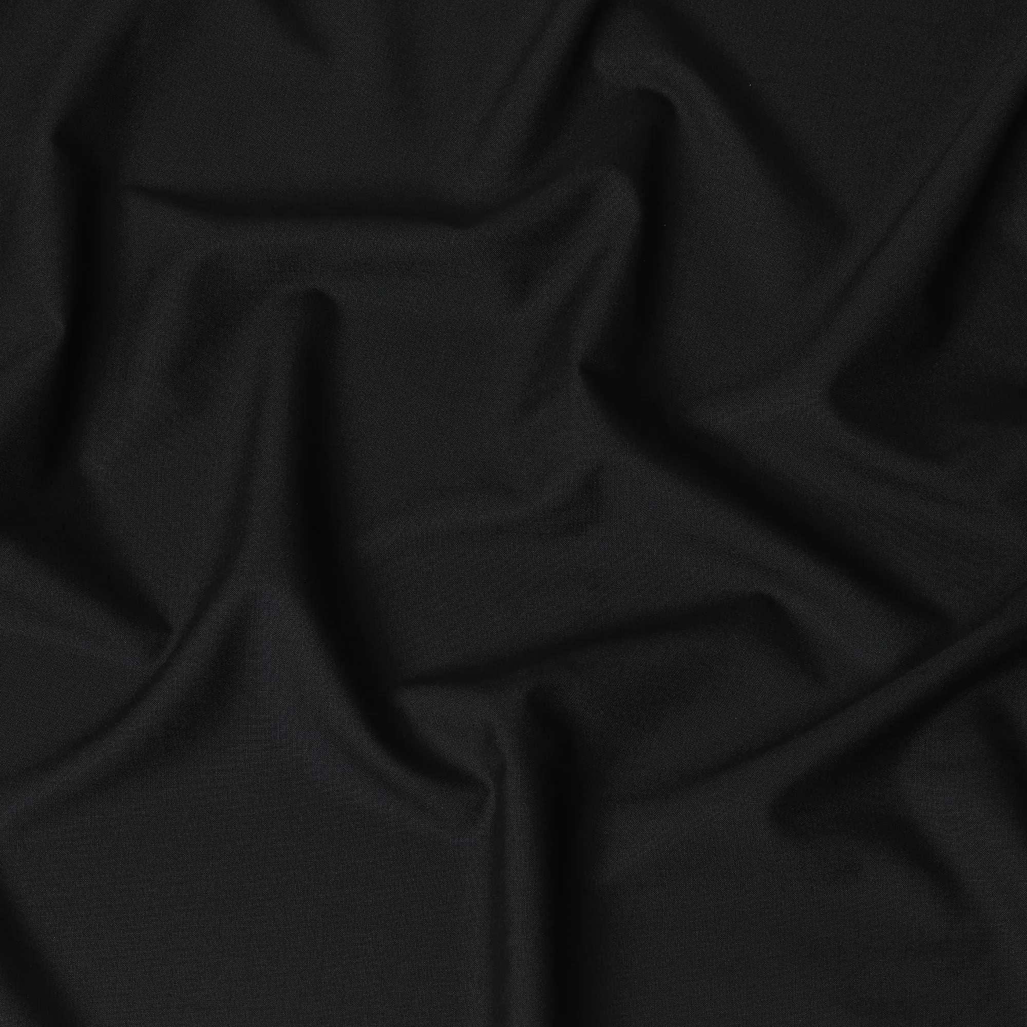 Black Plain Super fine English blended wool suiting fabric-D17270