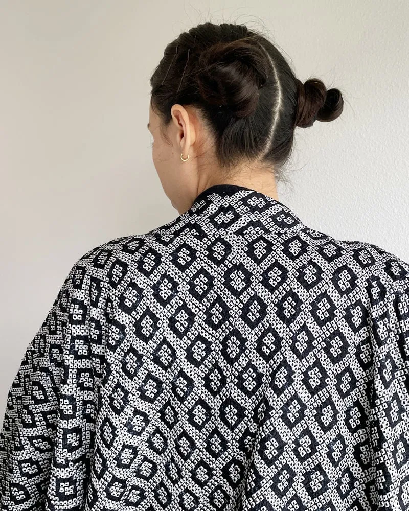 Black Shibori Haori Kimono Jacket