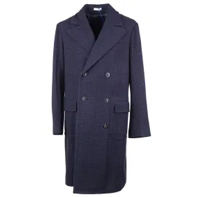 Boglioli Blue Check Wool-Cashmere Overcoat