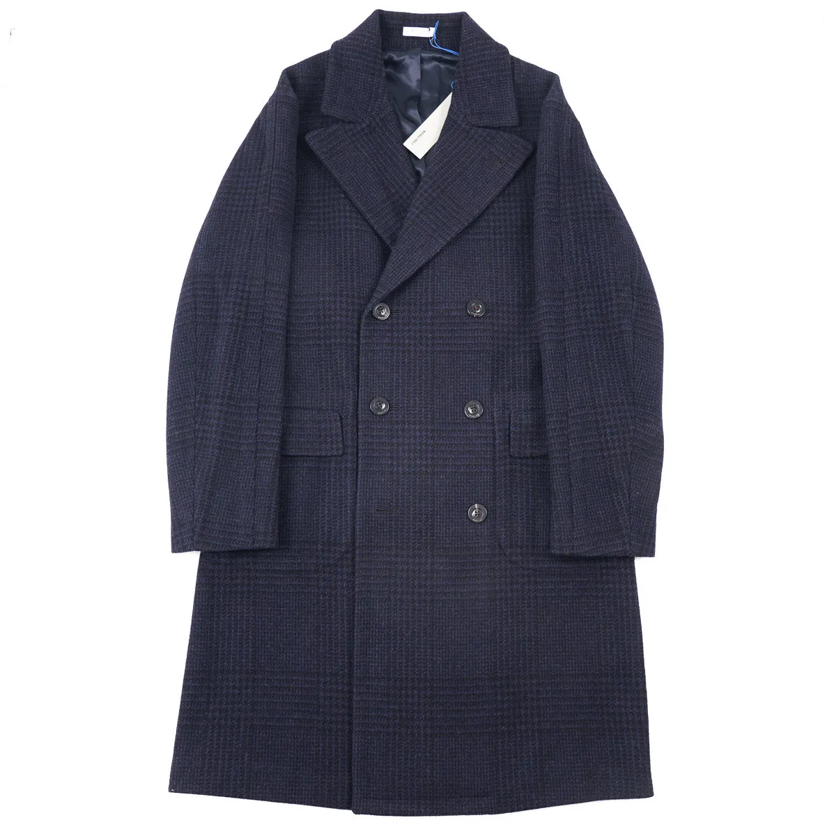 Boglioli Blue Check Wool-Cashmere Overcoat