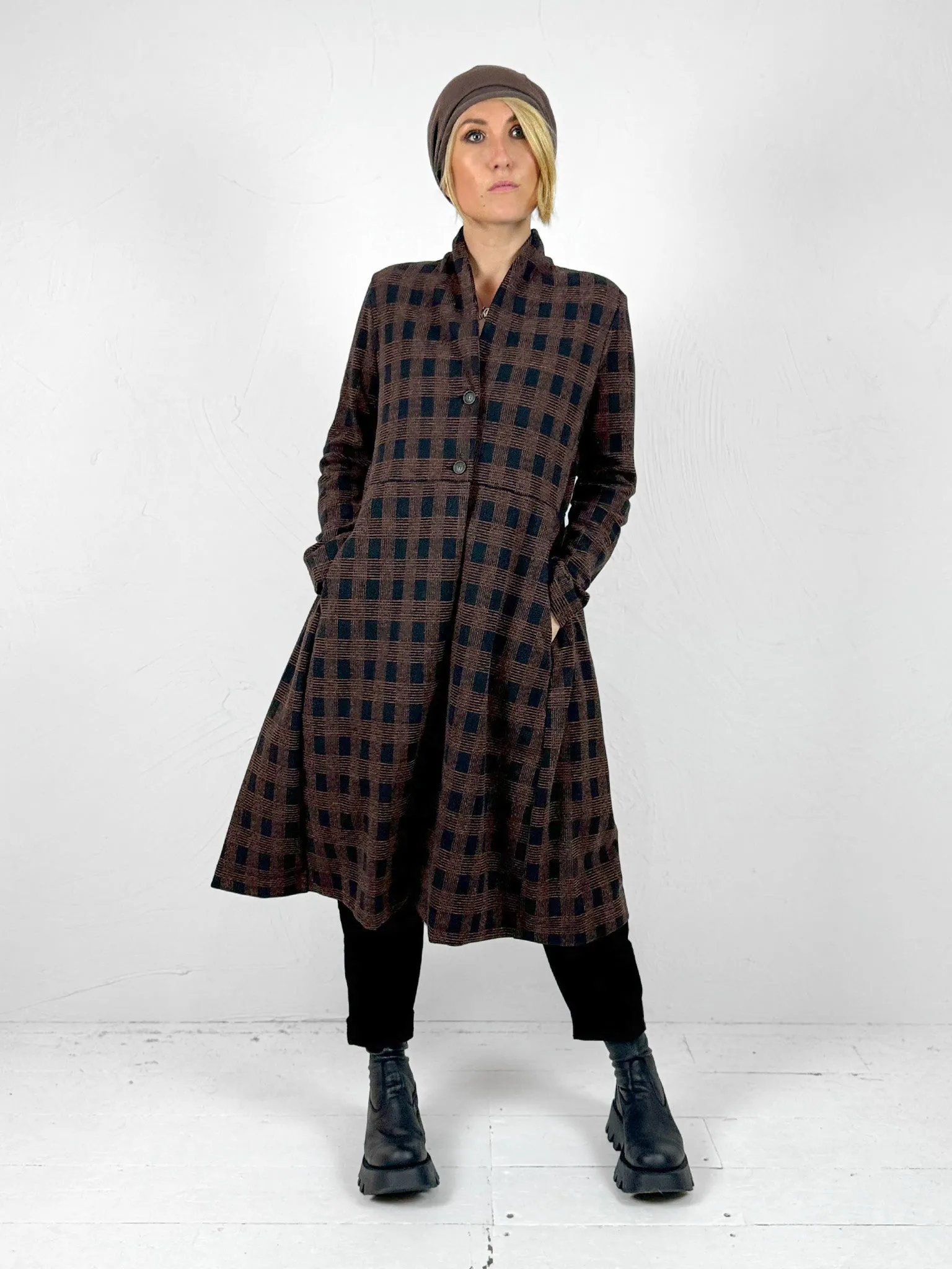 Brown Check Overcoat