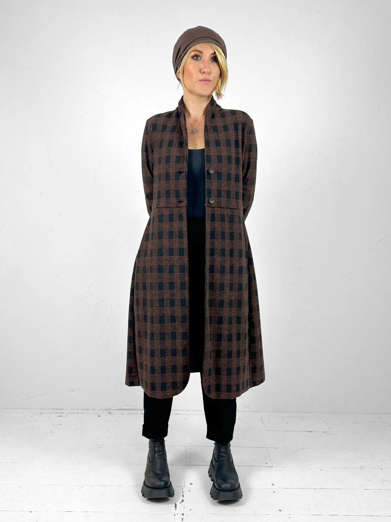 Brown Check Overcoat