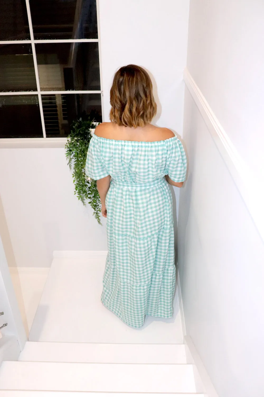 Cabarita Maxi Dress in Cotton Gingham Mint