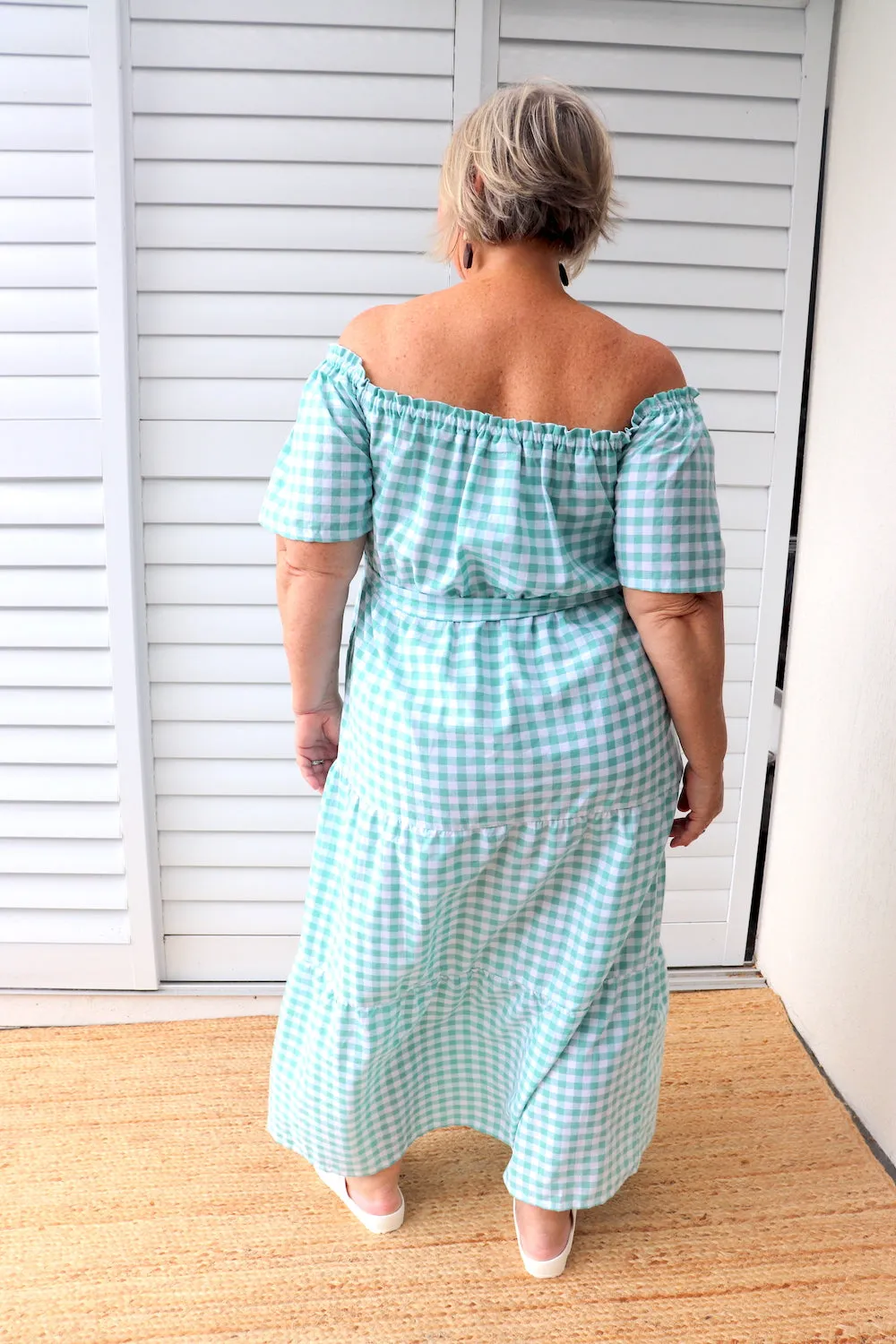 Cabarita Maxi Dress in Cotton Gingham Mint