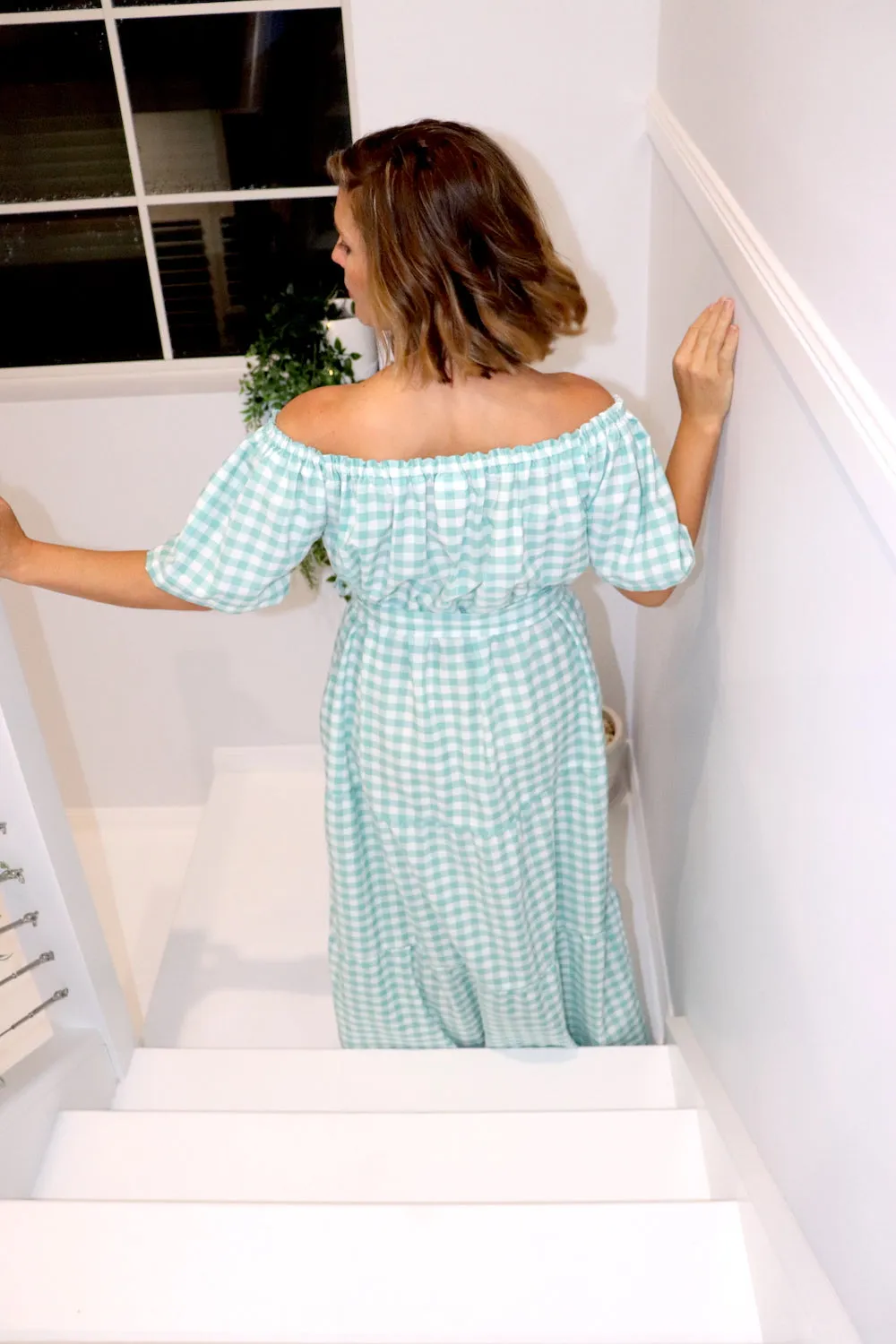 Cabarita Maxi Dress in Cotton Gingham Mint